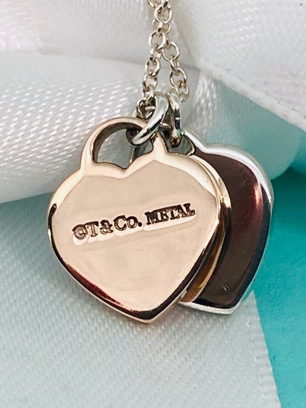Tiffany & Co. Return to Tiffany Rubedo & Silver Mini Double Heart necklace - Picture 3 of 8